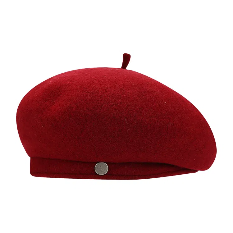 浪莎 英伦风金属标简约纯色时尚百搭保暖 羊毛 贝雷帽 男女同款情侣款