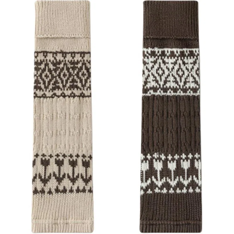 妮轻 针织复古费尔岛菱形个性中筒袜 女款