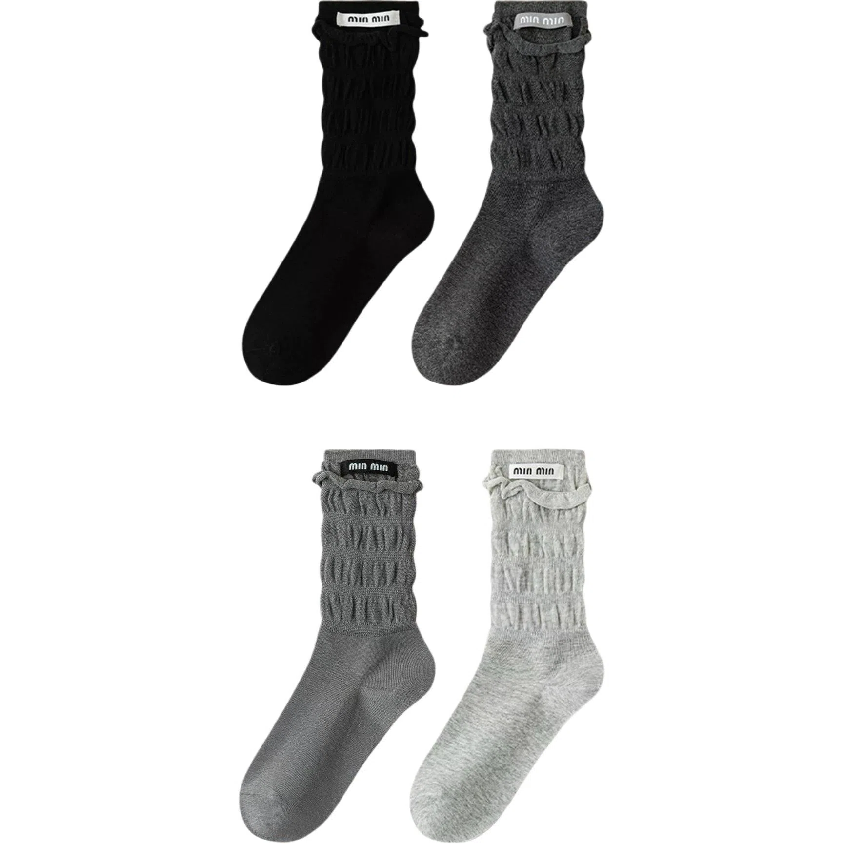 妮轻 纯棉小皮鞋纯色简约中筒袜 女款