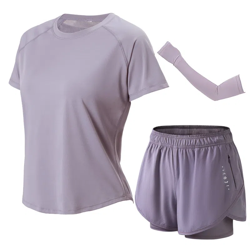 百思绒  纯色宽松舒适速干透气  健身套装  女款