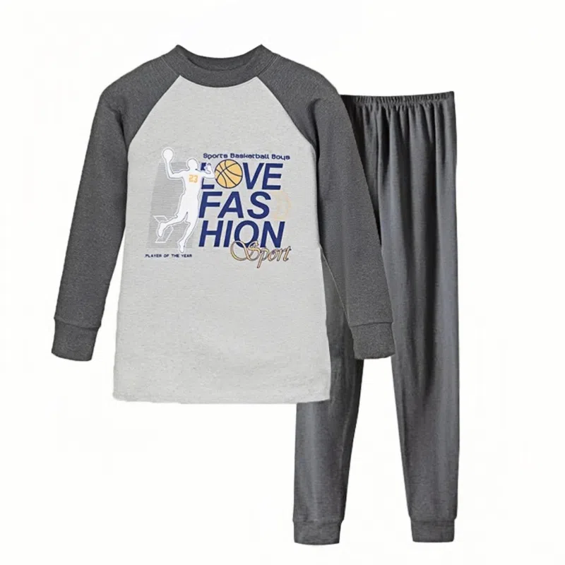 兰缪 纯棉青少年新疆棉秋衣秋裤亲肤舒适校服居家内搭棉毛衫长袖长裤袖口时尚设计耐磨保暖套装 男女同款