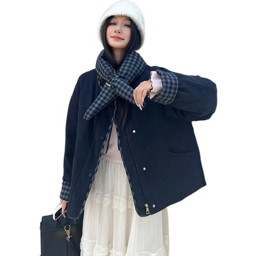 思蓓儿 格子宽松适中棉服 女款