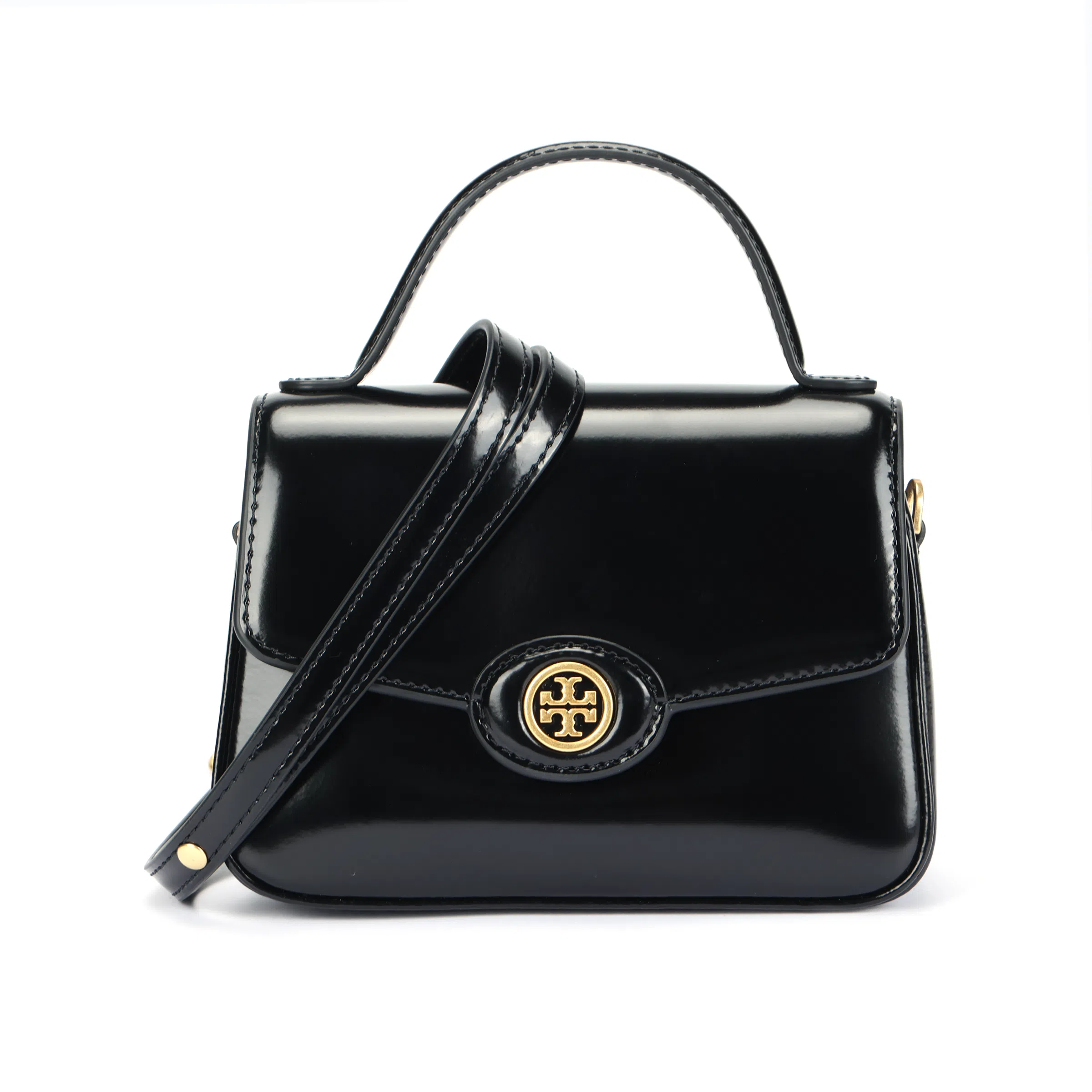 Tory Burch Robinson Small Patent Leather Bag Black