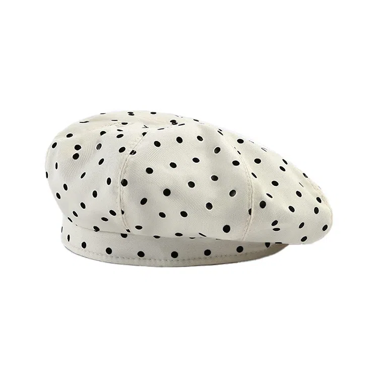 浪莎 法式文艺复古波点花纹简约蓓蕾帽百搭早春日系甜美可爱云朵帽 聚酯纤维 贝雷帽 女款