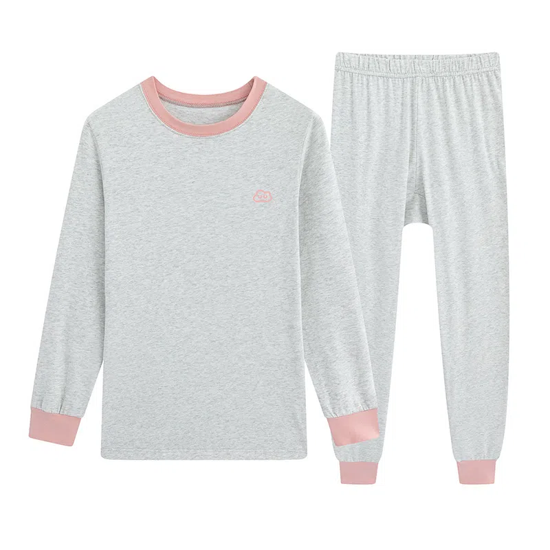 贴身领域 秋冬少女秋衣秋裤女士大童儿童中学生纯棉全棉毛衫初中高内衣保暖套装 女款