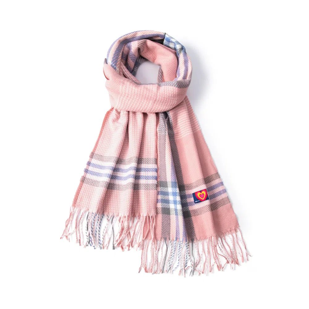 红豆 保暖百搭斜纹流苏外搭 聚酯纤维 绒线围巾 男女同款情侣款