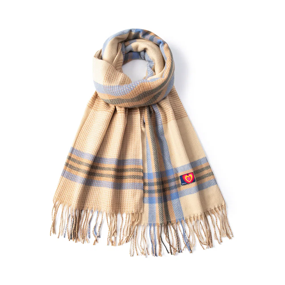 红豆 保暖百搭斜纹流苏外搭 聚酯纤维 绒线围巾 男女同款情侣款