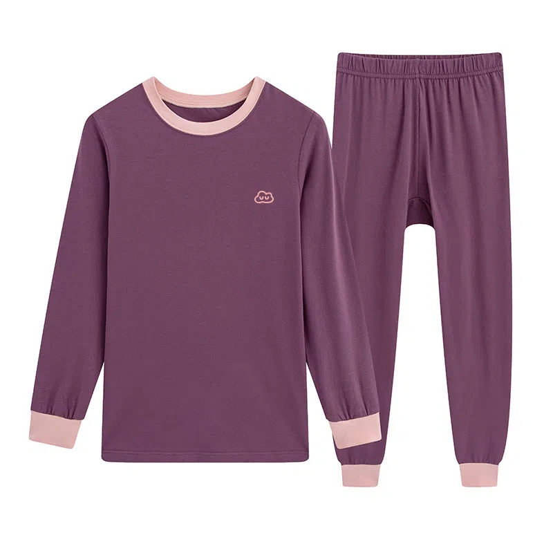 贴身领域 秋冬少女秋衣秋裤女士大童儿童中学生纯棉全棉毛衫初中高内衣保暖套装 女款