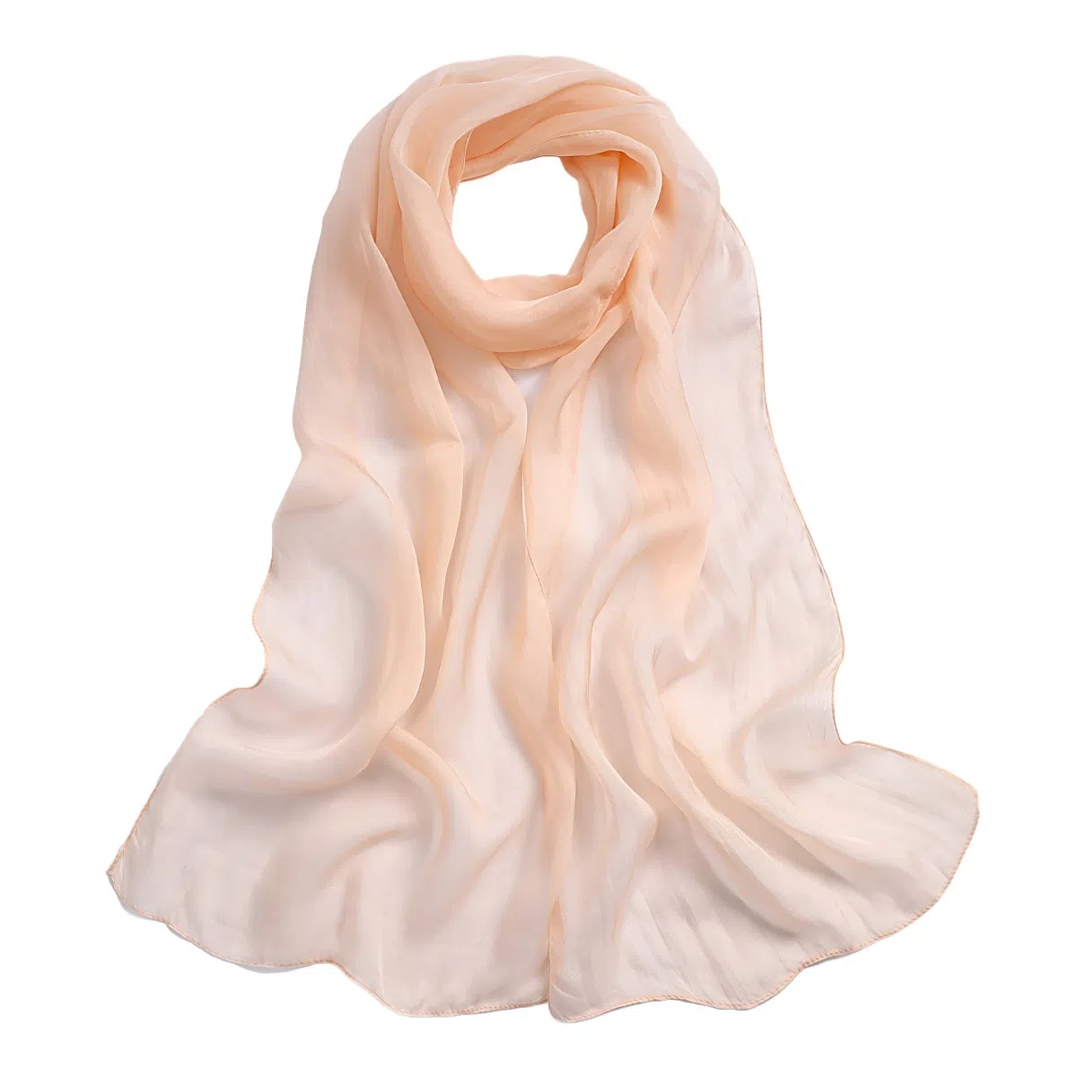 一米画纱 轻薄透气真丝雪纺窄长条长巾清新纯色简约百搭防晒拍照纱巾 桑蚕丝 丝巾 女款