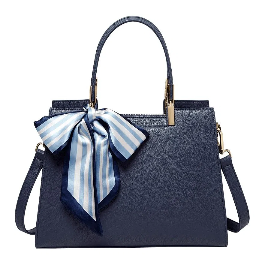 纳兰杜 手提包女百搭大容量通勤包包实用小众休闲品牌真皮女包 牛皮合成革 妈妈包手拎包单肩包斜挎包 大号 女款 蓝色/红色