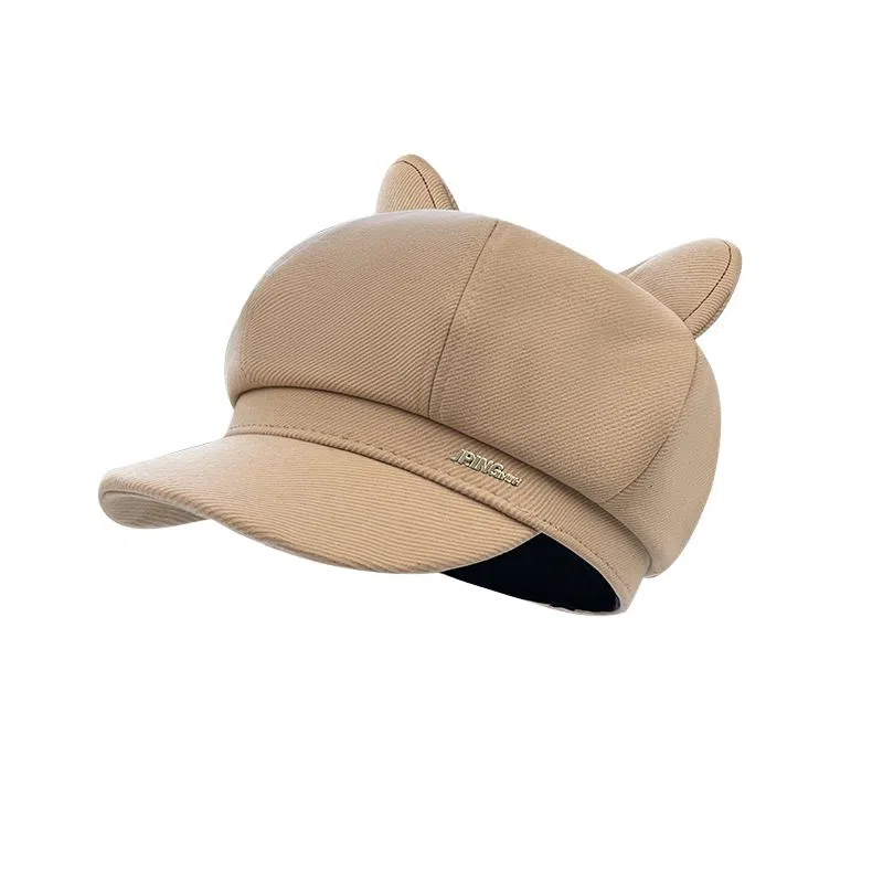 艾佳微 猫耳朵英伦复古日系卡通宽檐显脸小休闲百搭 聚酯纤维 贝雷帽 男女同款情侣款