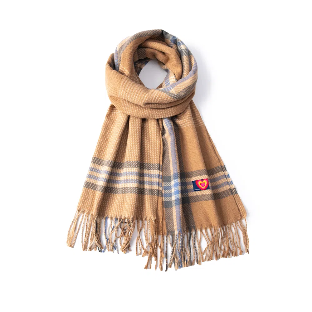 红豆 保暖百搭斜纹流苏外搭 聚酯纤维 绒线围巾 男女同款情侣款