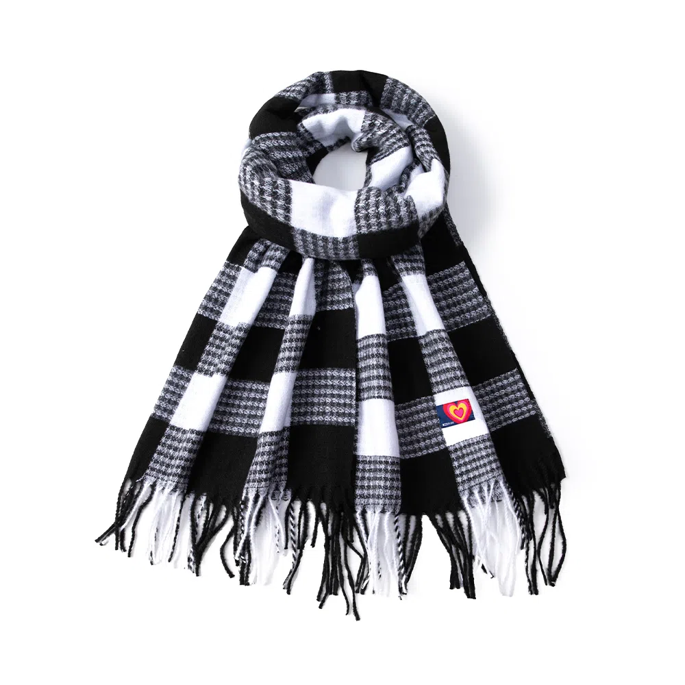 红豆 百搭保暖流苏加厚外搭 聚酯纤维 绒线围巾 男女同款情侣款