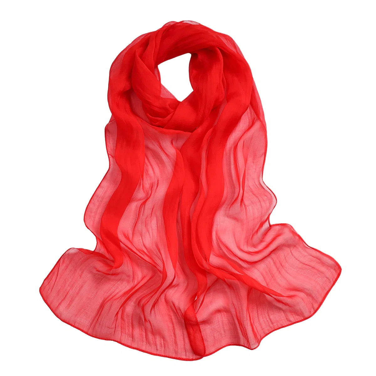 一米画纱 轻薄透气真丝雪纺窄长条长巾清新纯色简约百搭防晒拍照纱巾 桑蚕丝 丝巾 女款