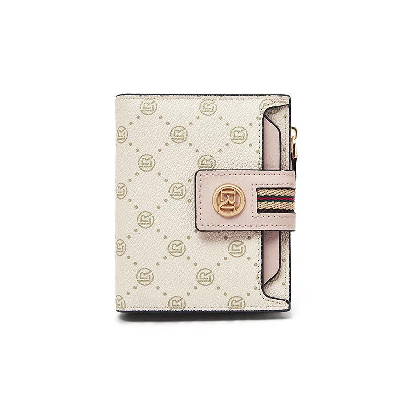 老人头 时尚满印小众设计高级感卡包多功能通勤钱夹 合成革 钱包 常规 女款 粉色