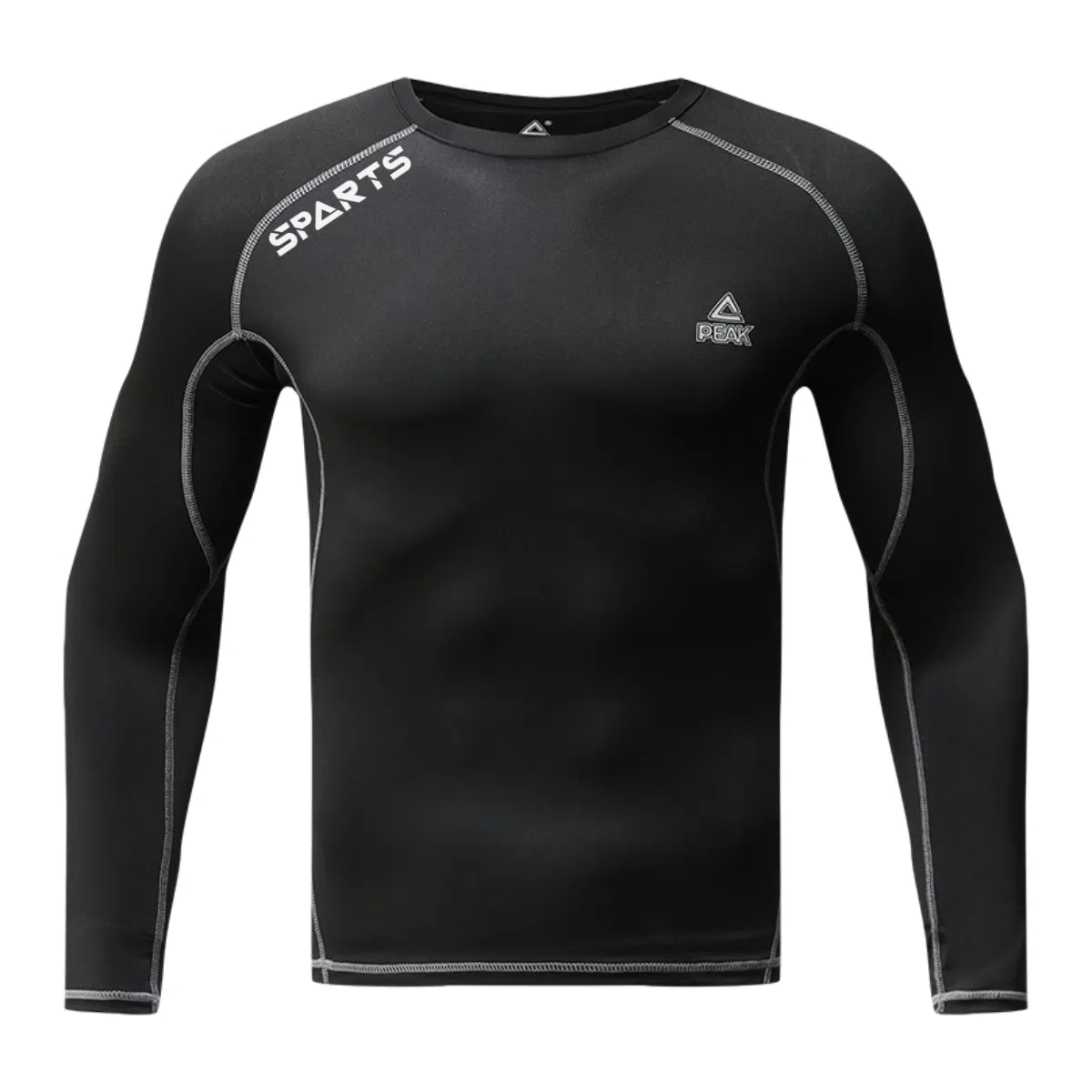 匹克 简约反光印花速干透气运动训练轻薄散热高弹长袖打底内衣跑步瑜伽健身衣 男女同款 /