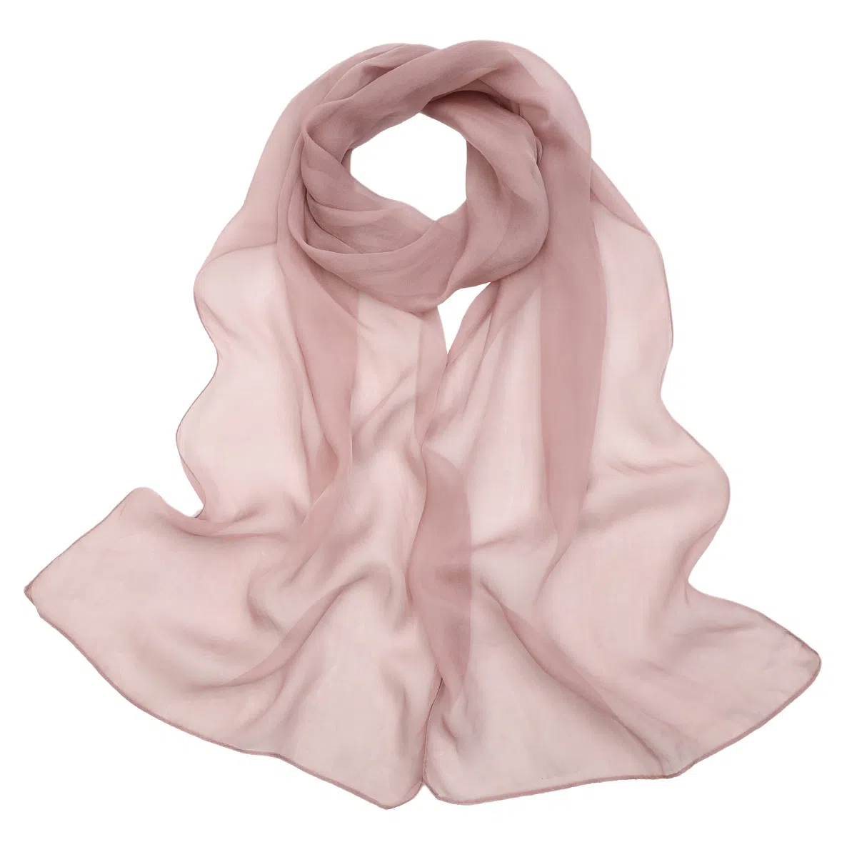 一米画纱 轻薄透气真丝雪纺窄长条长巾清新纯色简约百搭防晒拍照纱巾 桑蚕丝 丝巾 女款