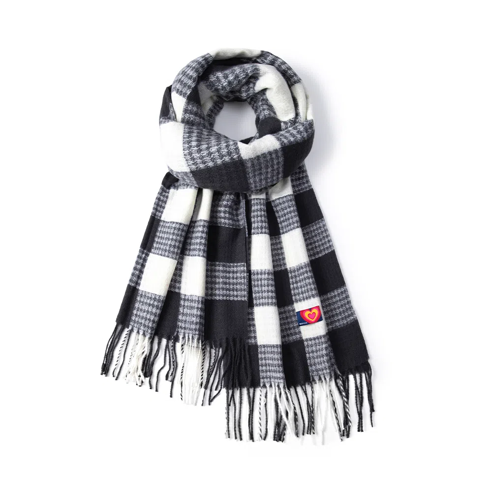 红豆 百搭保暖流苏加厚外搭 聚酯纤维 绒线围巾 男女同款情侣款