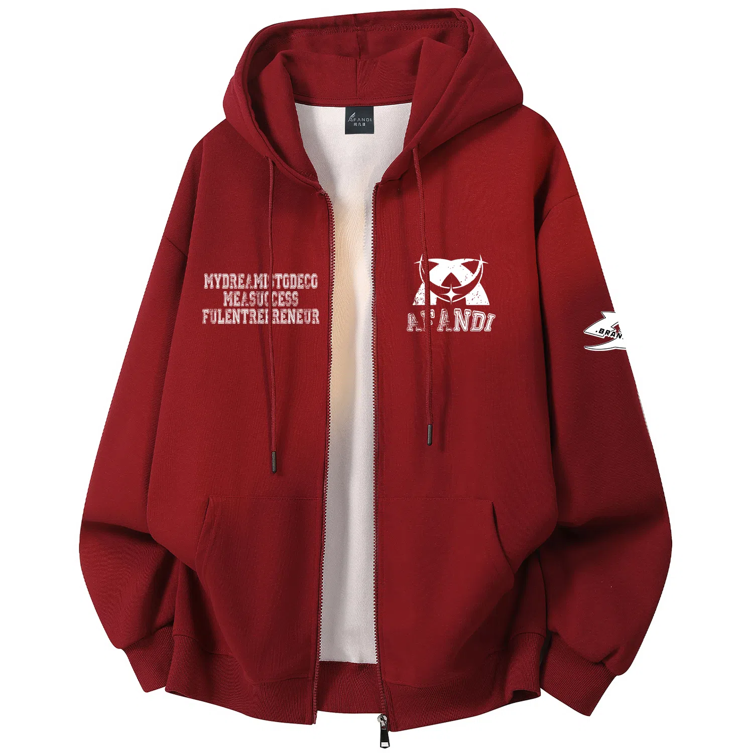 阿凡迪 【重磅华棉】美式潮流校园基础款品牌字母复古涂鸦印花高街通勤个性穿搭少年感无性别主义宽松简约拉链开衫连帽卫衣 男女同款