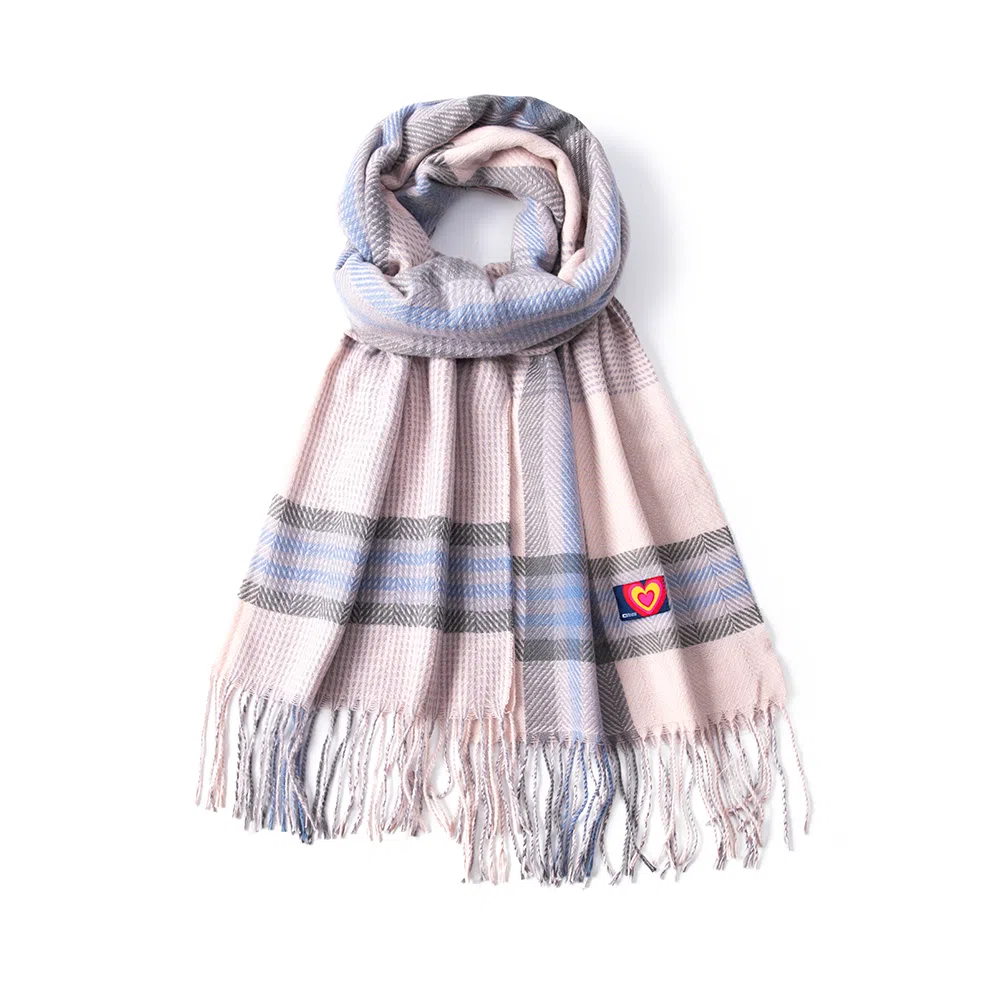 红豆 保暖百搭斜纹流苏外搭 聚酯纤维 绒线围巾 男女同款情侣款