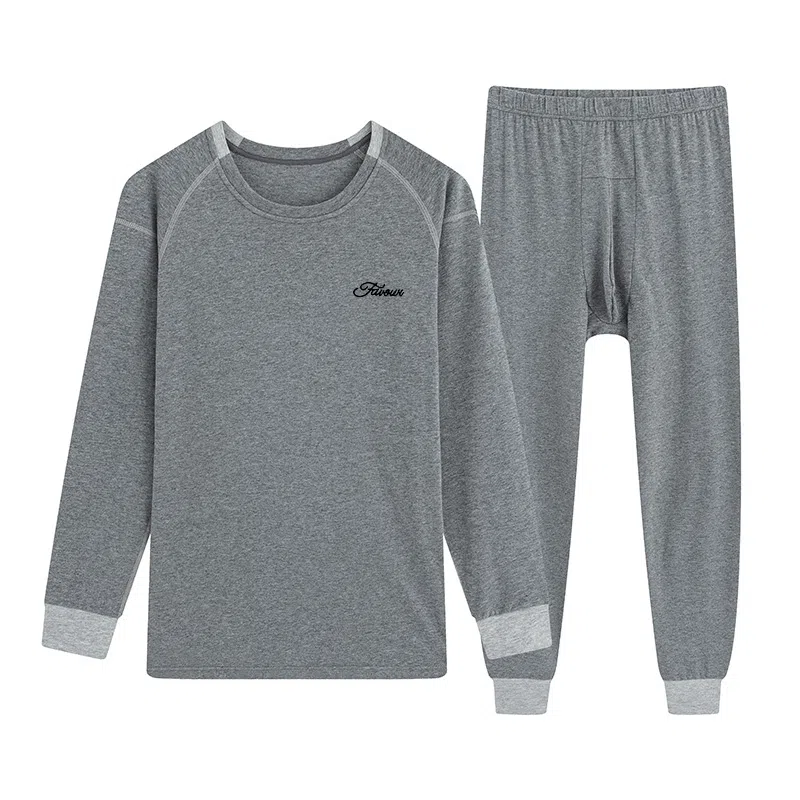 贴身领域 青少年青年秋衣秋裤大童初中高中学生内衣男士纯棉全棉保暖套装 男款