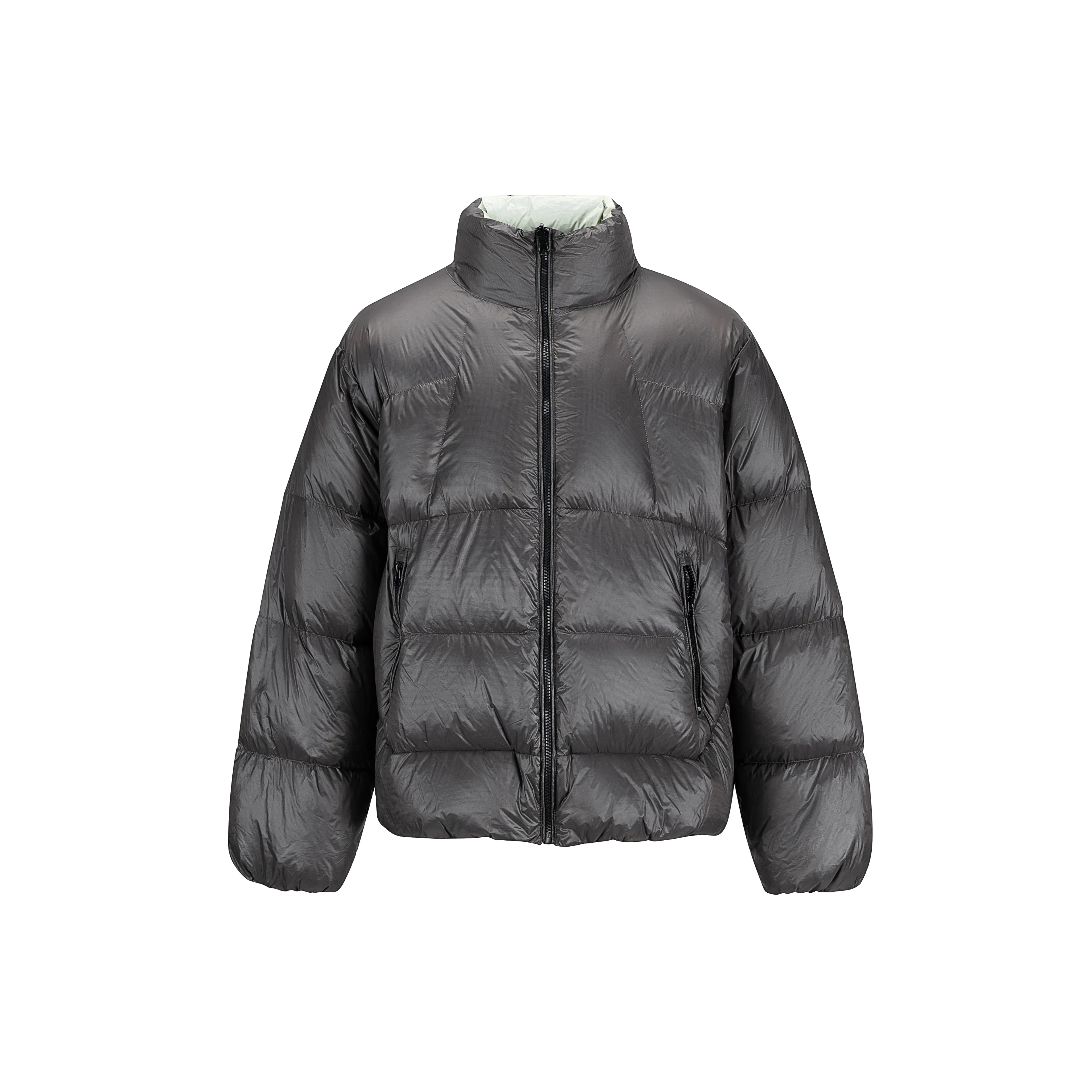 【dme】 冬季潮牌重磅日系复古简约休闲街头户外运动百搭情侣纯色双面日常港风立领拉链宽松上衣长袖羽绒服 男女同款