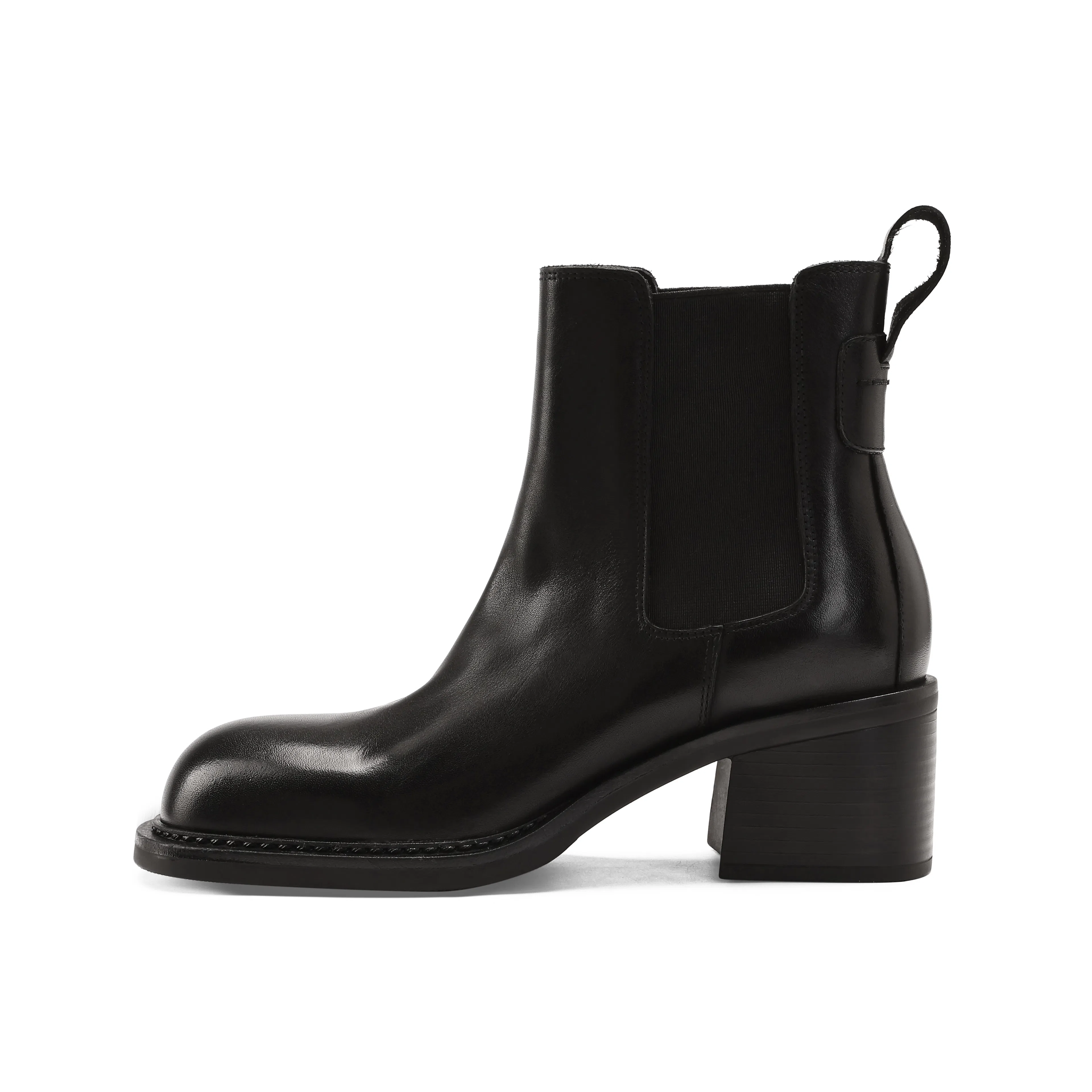 恒源祥 头层牛皮 羊皮内里粗跟经典短靴 中跟百搭简约切尔西靴 女