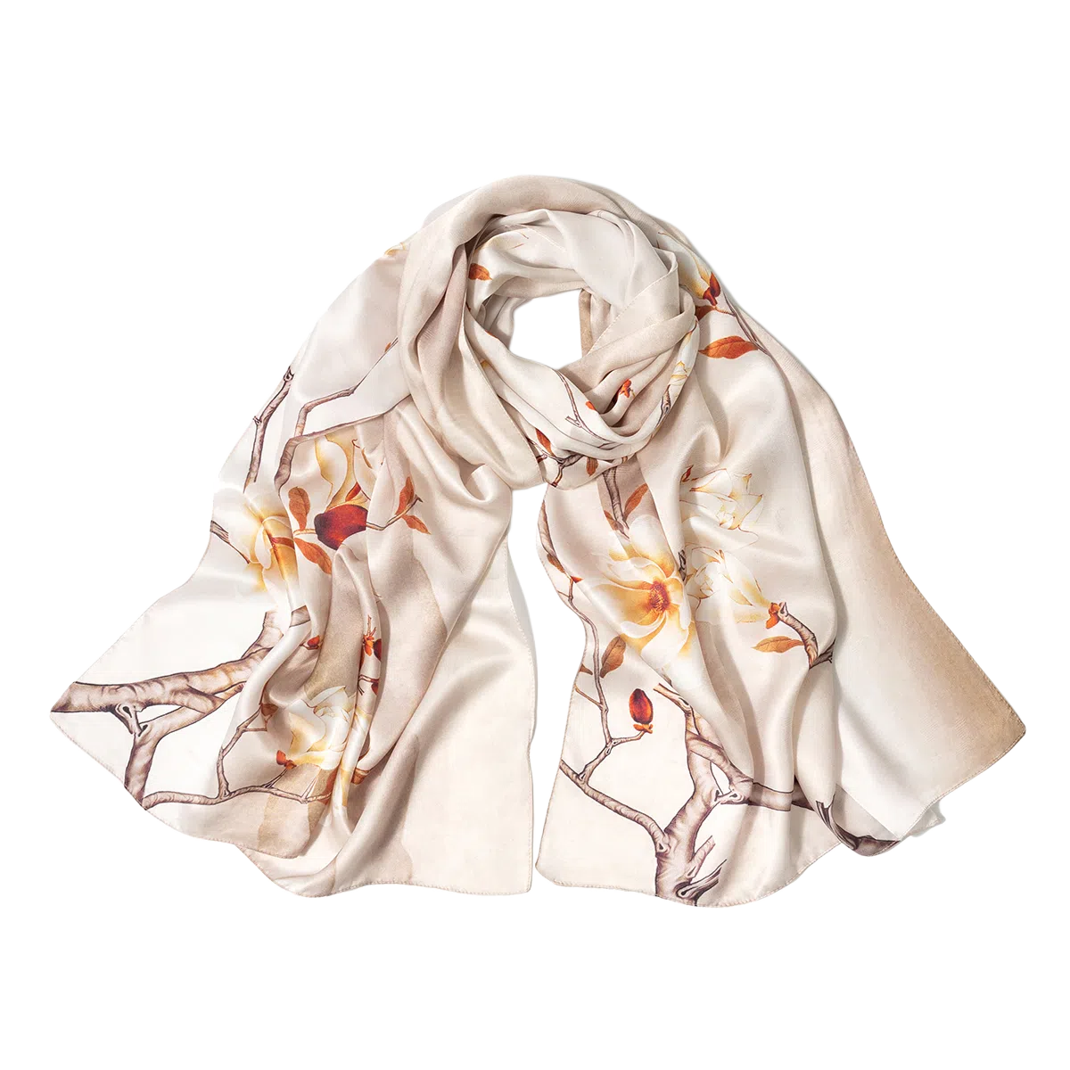 一米画纱 新潮国风优雅大方花卉图案柔软丝绸高档舒适真丝长巾东方丝语系列 桑蚕丝 丝巾 女款