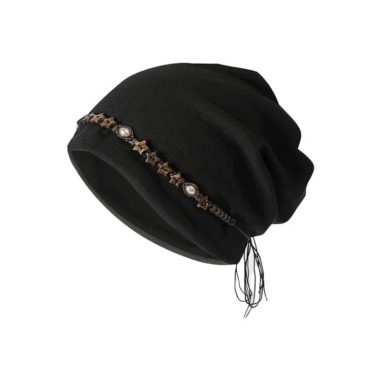 心水好物 新中式民族风复古五角星流苏高级感扎染串珠大头围小众设计 棉 帽子 女款