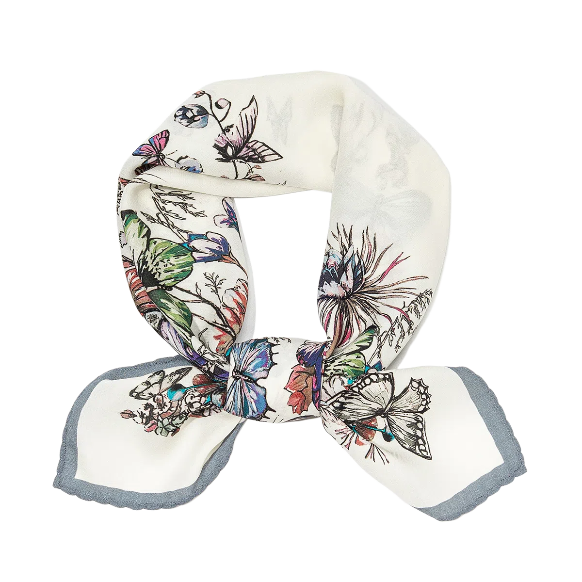 一米画纱 精致典雅月牙边双乔缎喷绘真丝职业领巾百搭气质 桑蚕丝 丝巾 女款