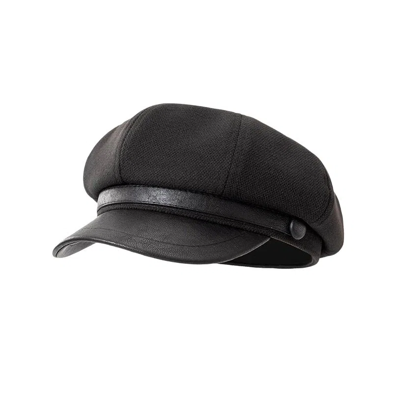 艾佳微 日系文艺复古时尚百搭秋冬季毛呢鸭舌八角帽显脸小文艺街头休闲画家帽 棉 贝雷帽 男女同款情侣款