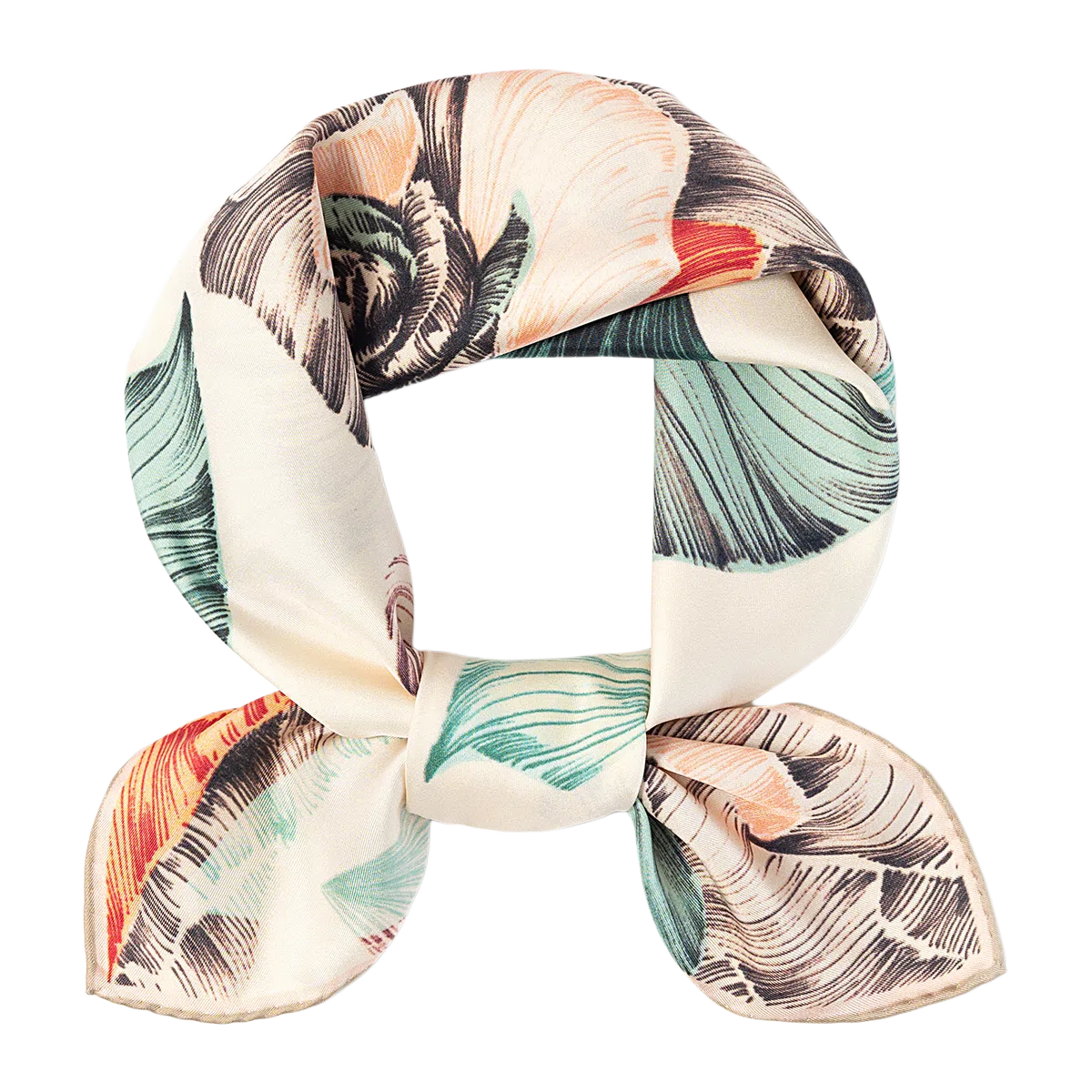 一米画纱 中式国风高雅山茶花系列斜纹中方巾双面西装领巾优雅 桑蚕丝 丝巾 女款