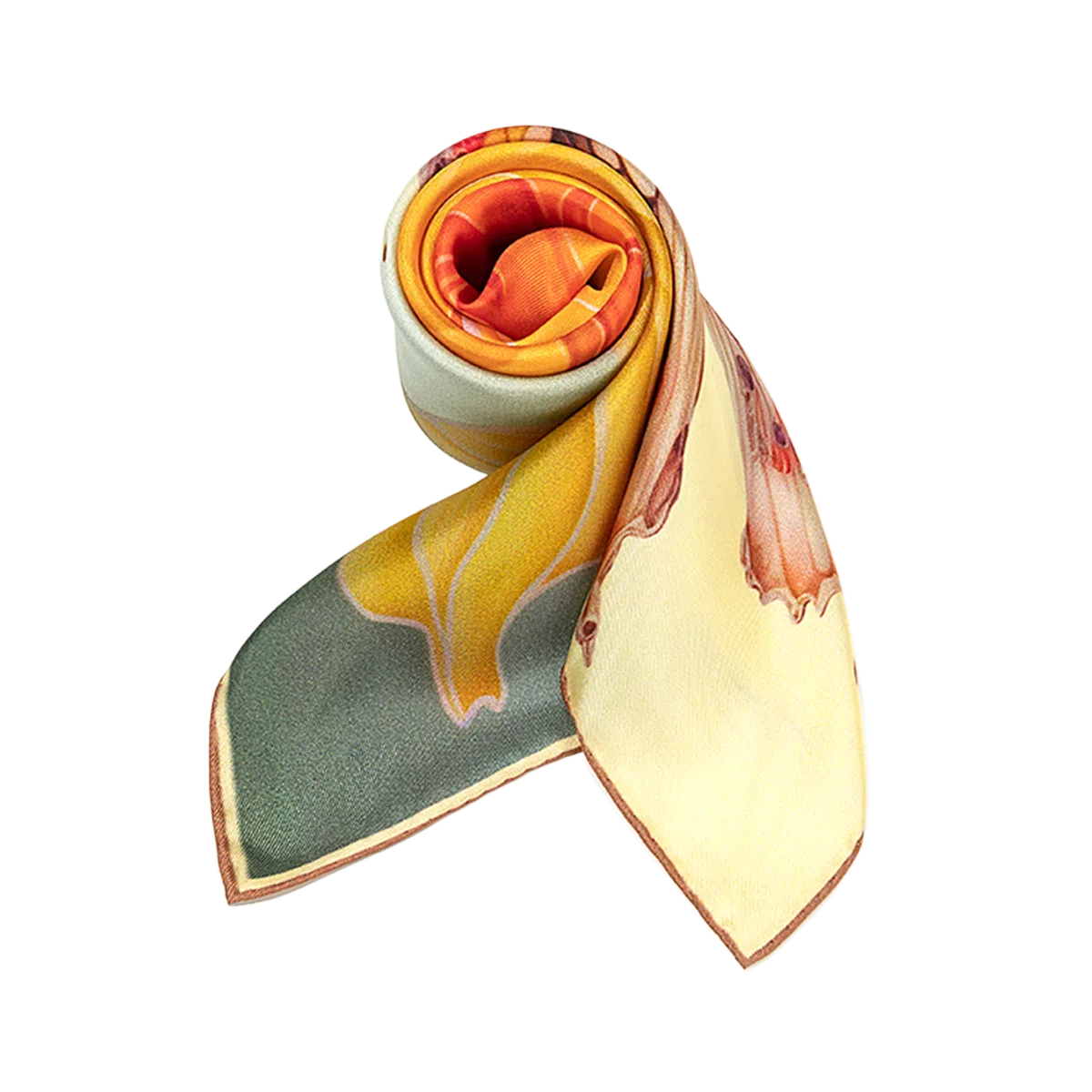 一米画纱 中式国风高雅山茶花系列斜纹中方巾双面西装领巾优雅 桑蚕丝 丝巾 女款