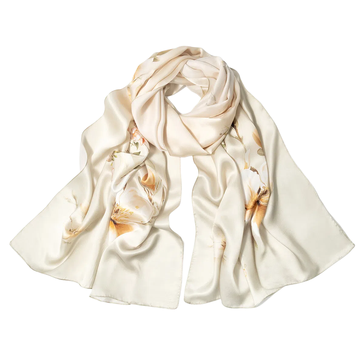 一米画纱 新潮国风优雅大方花卉图案柔软丝绸高档舒适真丝长巾东方丝语系列 桑蚕丝 丝巾 女款