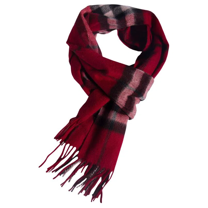 红豆 品牌格子条纹百搭 山羊绒 绒线围巾 男女同款情侣款