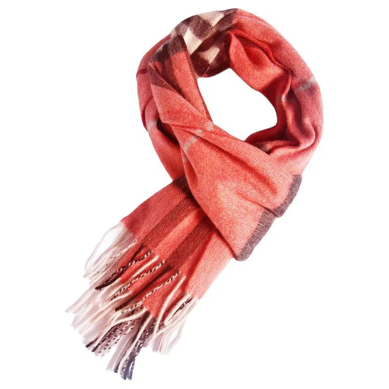 红豆 品牌格子条纹百搭 山羊绒 绒线围巾 男女同款情侣款