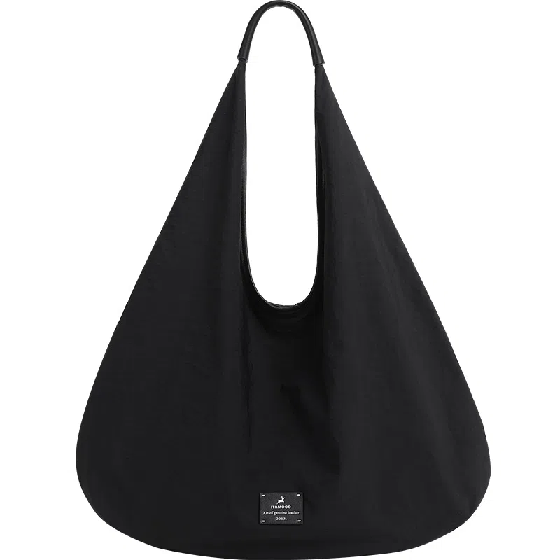 妙迪 通勤系列时尚潮流百搭纯色高级双面豹纹可用一包两背超轻便柔软大容量腋下三角托特包 织物 单肩包 常规 女款 椰青灰