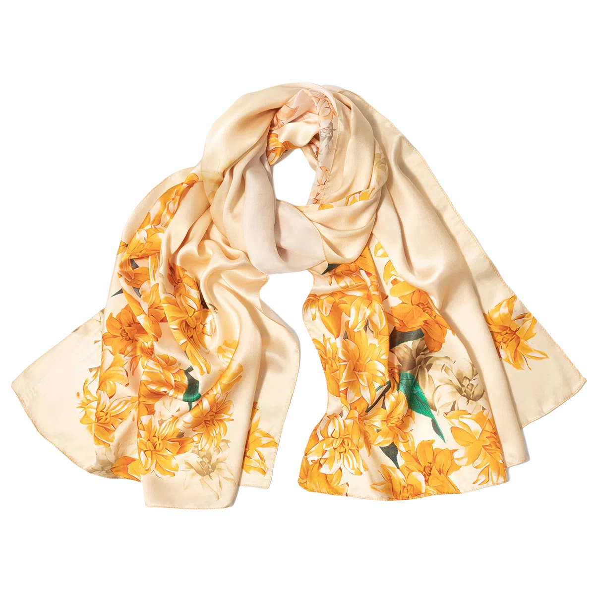 一米画纱 新潮国风优雅大方花卉图案柔软丝绸高档舒适真丝长巾东方丝语系列 桑蚕丝 丝巾 女款