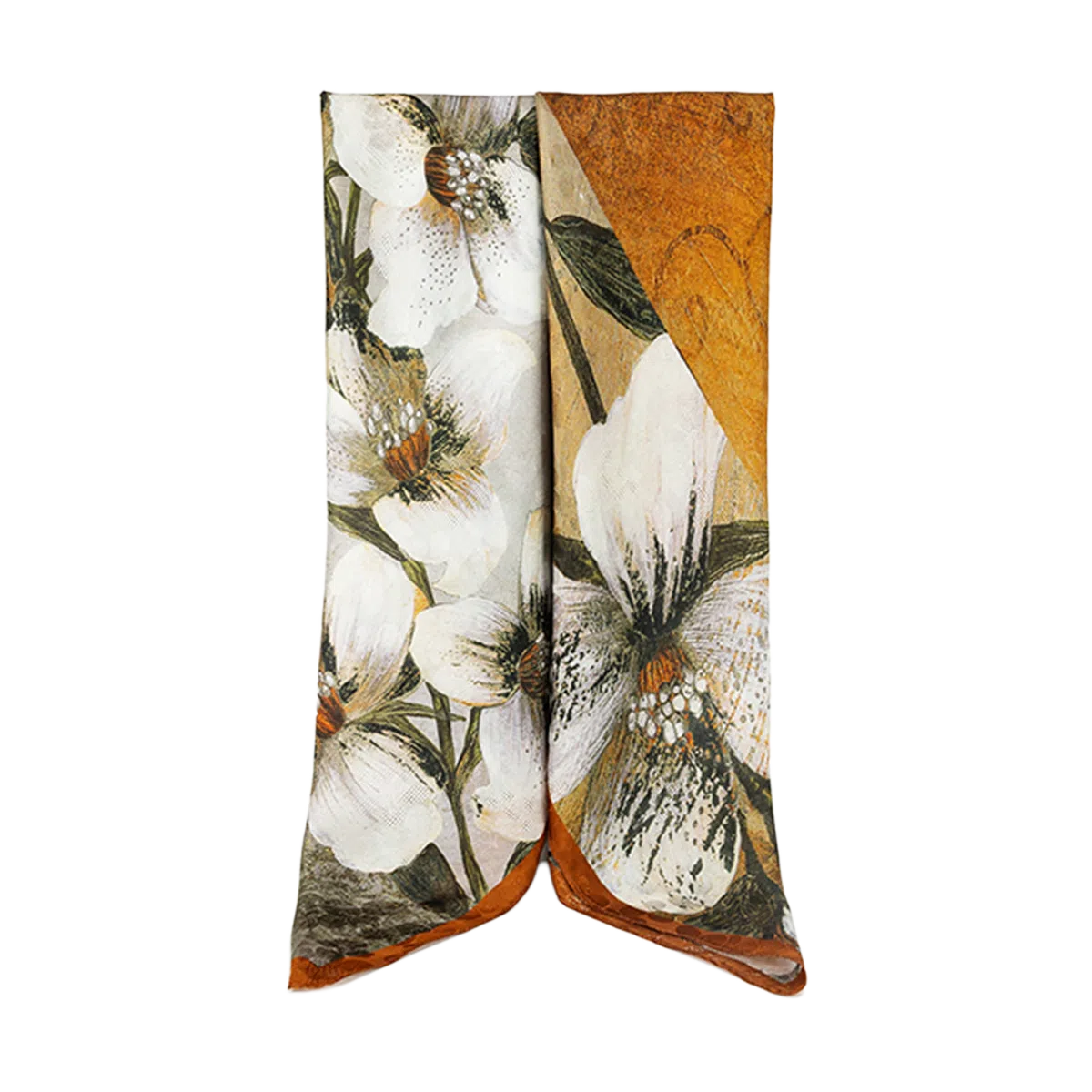 一米画纱 轻奢复古花卉图案花萝真丝喷绘优雅气质丝绸旗袍 桑蚕丝 丝巾 女款