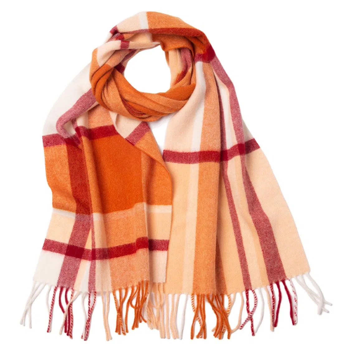 红豆 品牌格子条纹百搭保暖女款 羊毛 绒线围巾 男女同款情侣款