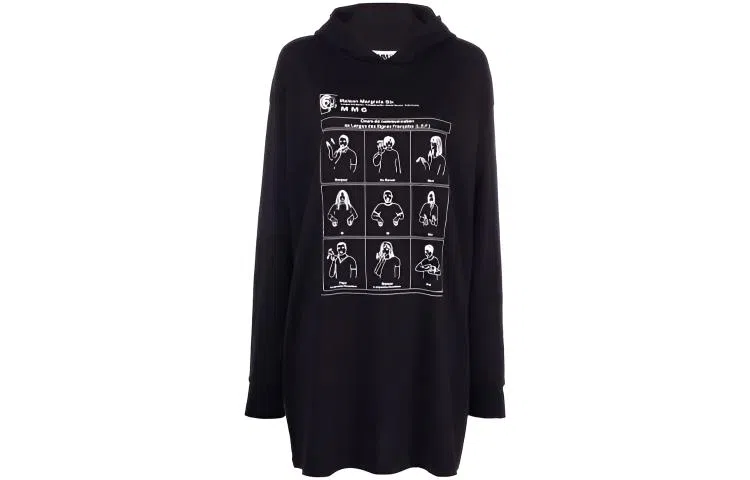 MM6 Maison Margiela FW22 Loose Fit Printed Sweatshirt Dress Black