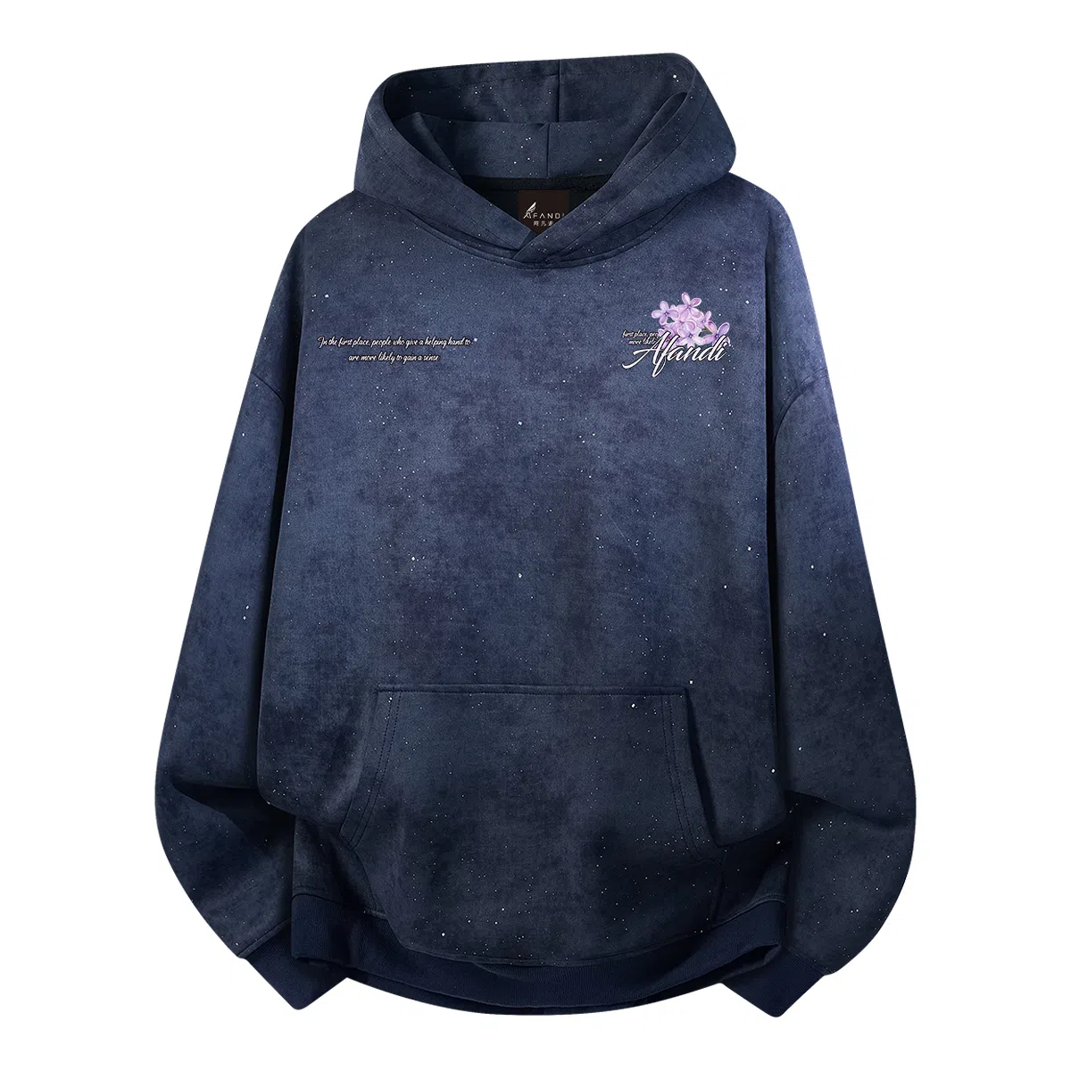 阿凡迪 满天星美式高街复古时尚潮流创意个性简约花卉字母印花宽松日常通勤休闲运动经典百搭长袖氛围感套头连帽卫衣 男女同款