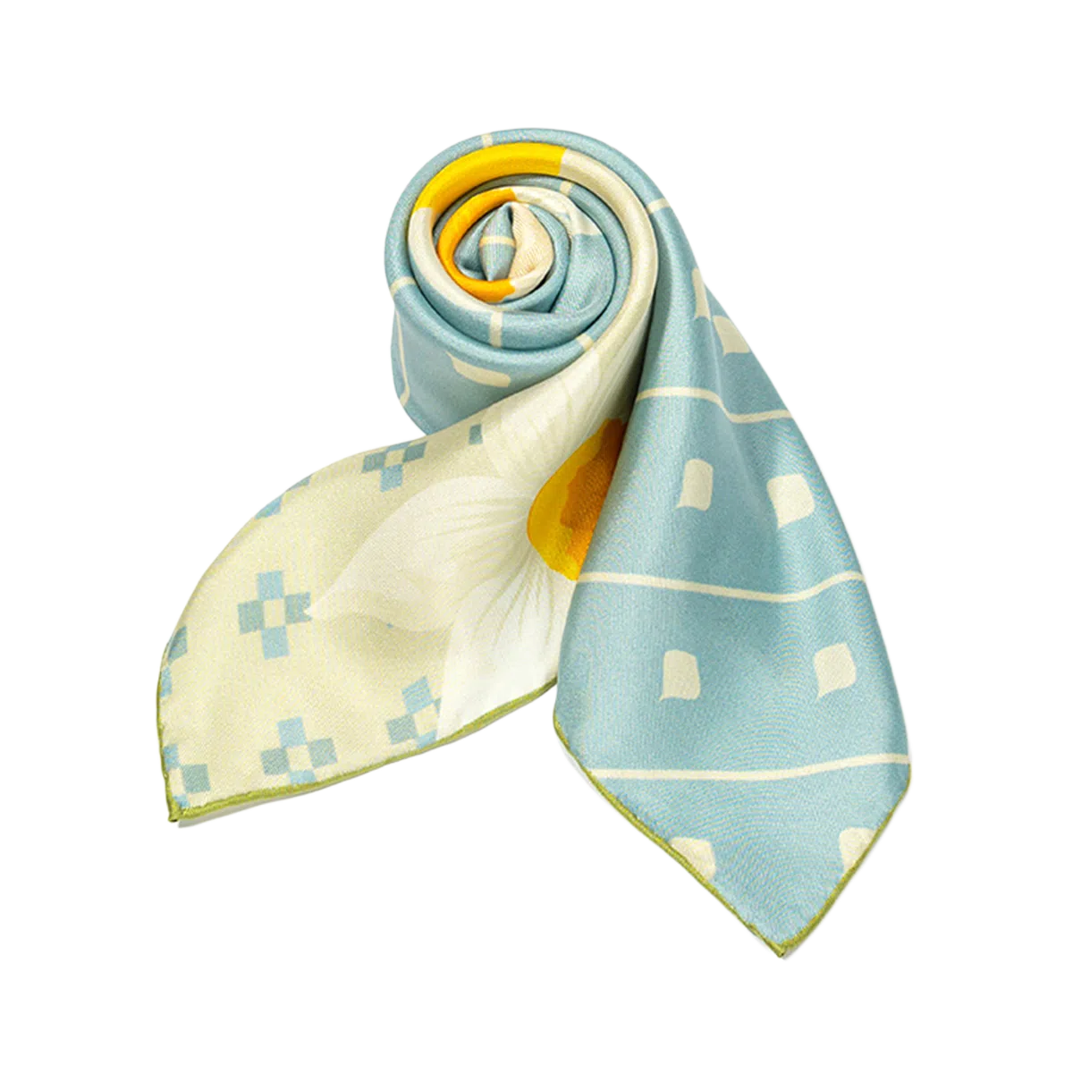 一米画纱 中式国风高雅山茶花系列斜纹中方巾双面西装领巾优雅 桑蚕丝 丝巾 女款