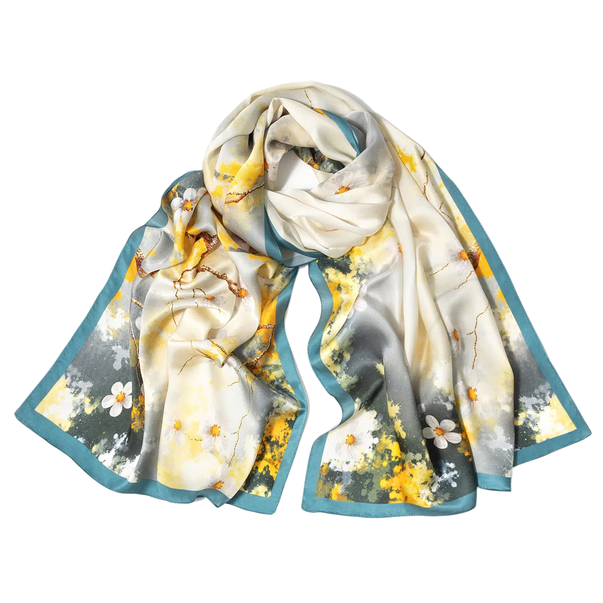 一米画纱 新潮国风优雅大方花卉图案柔软丝绸高档舒适真丝长巾东方丝语系列 桑蚕丝 丝巾 女款