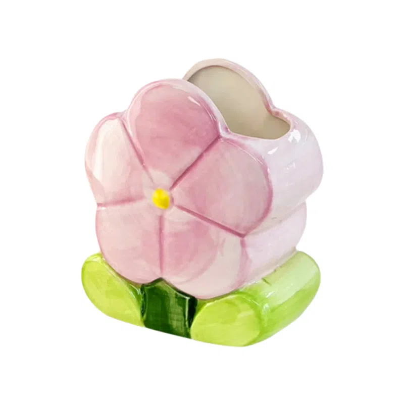 悦语花朵收纳杯陶瓷桌面可爱化妆刷架桌面置物架创意装饰筒