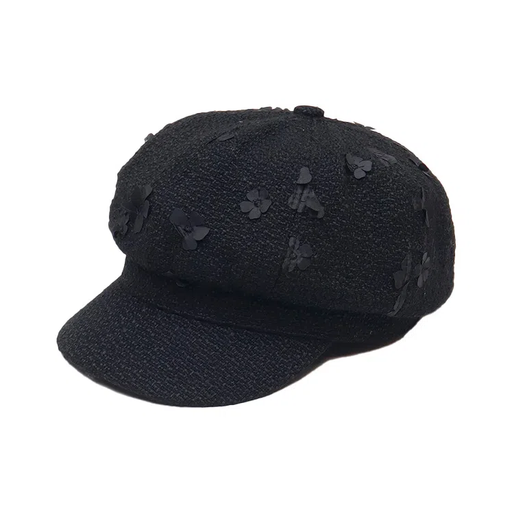 浪莎 韩系小香风花朵八角帽显脸小英伦风复古文艺报童帽户外休闲百搭 聚酯纤维 贝雷帽 女款