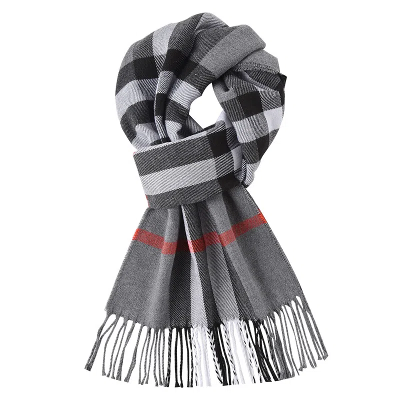 啄木鸟 英伦风经典百搭仿羊绒秋冬季保暖防寒时尚黑白格纹披肩户外防风骑行学生围脖脖套 绒线围巾 男女同款情侣款