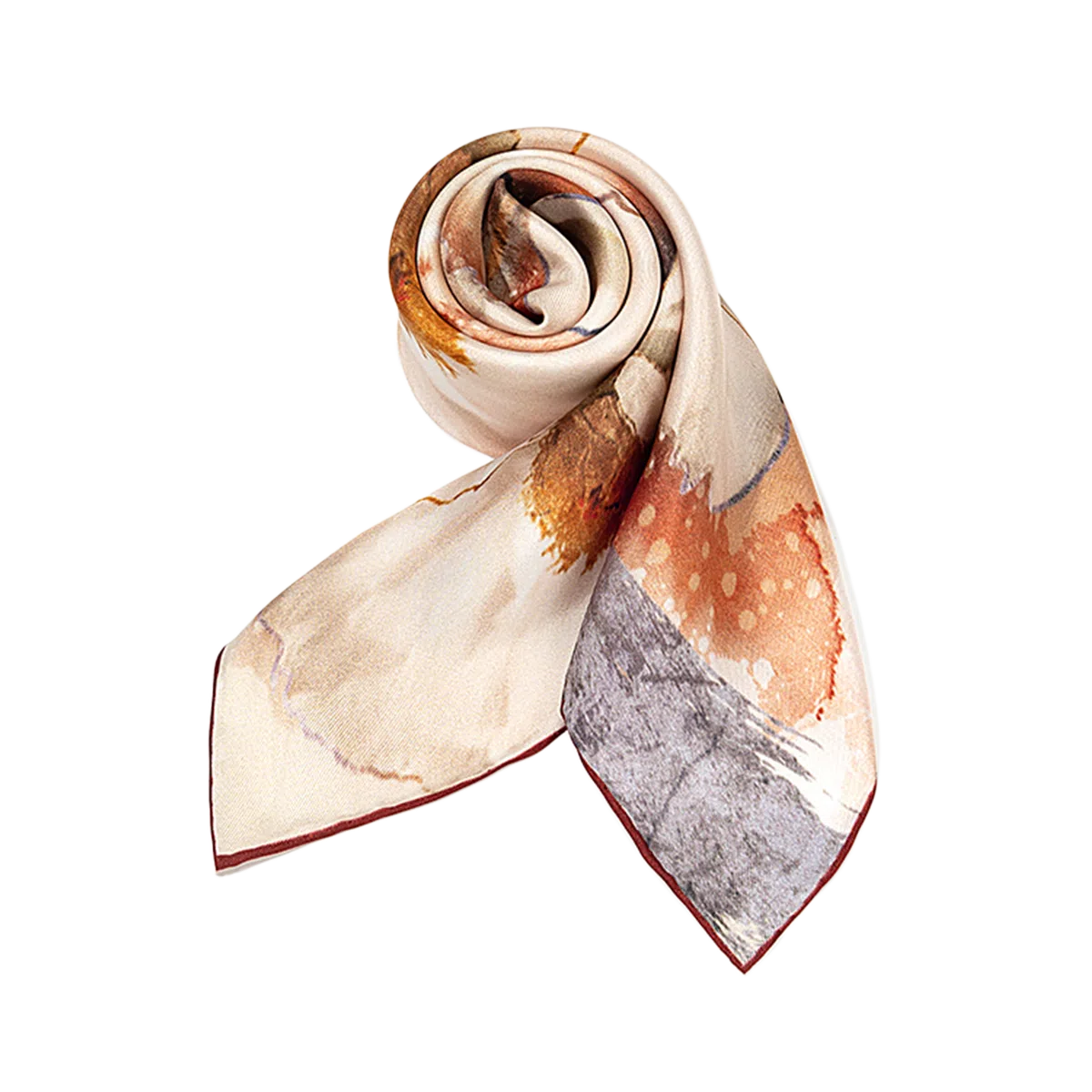 一米画纱 中式国风高雅山茶花系列斜纹中方巾双面西装领巾优雅 桑蚕丝 丝巾 女款