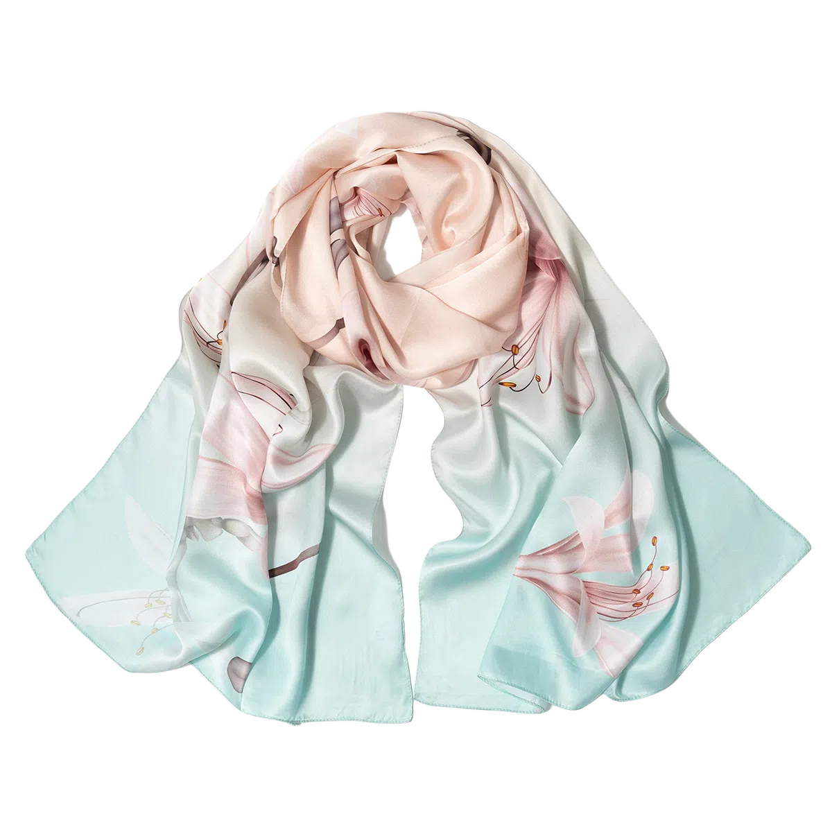 一米画纱 新潮国风优雅大方花卉图案柔软丝绸高档舒适真丝长巾东方丝语系列 桑蚕丝 丝巾 女款