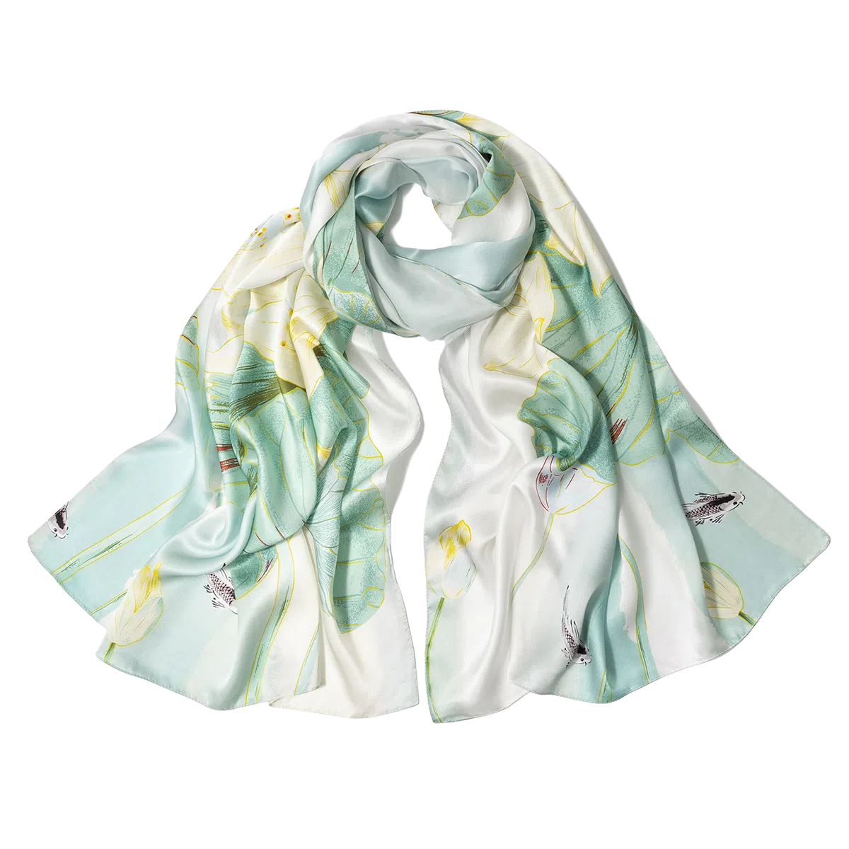 一米画纱 新潮国风优雅大方花卉图案柔软丝绸高档舒适真丝长巾东方丝语系列 桑蚕丝 丝巾 女款